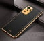 Vaku ® Redmi Note 10S Luxemberg Series Leather Stitched Gold Electroplated Soft TPU Back Cover