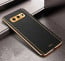 Vaku ® Samsung Galaxy S10e Luxemberg Leather Stitched Gold Electroplated Soft TPU Back Cover