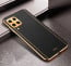 Vaku ® Samsung Galaxy A22 4G Luxemberg Series Leather Stitched Gold Electroplated Soft TPU Back Cover