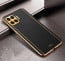 Vaku ® Oppo F17 Pro Luxemberg Series Leather Stitched Gold Electroplated Soft TPU Back Cover