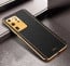 Vaku ® Samsung Galaxy S20 Ultra Luxemberg Series Leather Stitched Gold Electroplated Soft TPU Back Cover