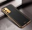 Vaku ® Oppo A74 Luxemberg Leather Stitched Gold Electroplated Soft TPU Back Cover