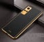 Vaku ® Vivo Y53S Luxemberg Series Leather Stitched Gold Electroplated Soft TPU Back Cover