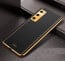 Vaku ® Vivo V20 SE Luxemberg Series Leather Stitched Gold Electroplated Soft TPU Back Cover