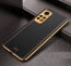Vaku ® Redmi Note 11S Luxemberg Series Leather Stitched Gold Electroplated Soft TPU Back Cover