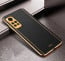 Vaku ® Redmi Note 11S Luxemberg Series Leather Stitched Gold Electroplated Soft TPU Back Cover