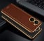 Vaku ® Vivo V29e 5G Luxemberg Leather Pattern Gold Electroplated Soft TPU Back Cover