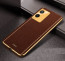 Vaku ® Vivo T1x  Luxemberg Series Leather Stitched Gold Electroplated Soft TPU Back Cover