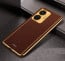 Vaku ® Vivo T1 4G Luxemberg Series Leather Stitched Gold Electroplated Soft TPU Back Cover