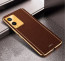 Vaku ® Vivo T1x  Luxemberg Series Leather Stitched Gold Electroplated Soft TPU Back Cover