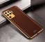 Vaku ® Oppo F19 Pro Luxemberg Series Leather Stitched Gold Electroplated Soft TPU Back Cover