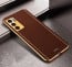 Vaku ® Oppo Reno6 5G Luxemberg Series Leather Stitched Gold Electroplated Soft TPU Back Cover