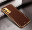 Vaku ® Oppo A55 Luxemberg Leather Stitched Gold Electroplated Soft TPU Back Cover