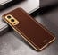 Vaku ® OnePlus Nord 2 Luxemberg Series Leather Stitched Gold Electroplated Soft TPU Back Cover