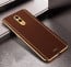 Vaku ® OnePlus 7 Luxemberg Leather Stitched Gold Electroplated Soft TPU Back Cover