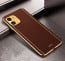 Vaku ® For Apple iPhone 11 Luxemberg Series Leather Stitched Gold Electroplated Soft TPU Back Cover