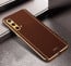 Vaku ® OnePlus Nord Luxemberg Series Leather Stitched Gold Electroplated Soft TPU Back Cover
