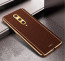 Vaku ® OnePlus 8 Luxemberg Series Leather Stitched Gold Electroplated Soft TPU Back Cover