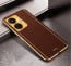 Vaku ® Vivo T1 4G Luxemberg Series Leather Stitched Gold Electroplated Soft TPU Back Cover