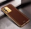 Vaku ® Vivo V23 5G Luxemberg Series Leather Stitched Gold Electroplated Soft TPU Back Cover