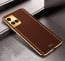 Vaku ® Vivo Y21a Luxemberg Series Leather Stitched Gold Electroplated Soft TPU Back Cover