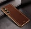 Vaku ® Samsung Galaxy F15 5G Luxemberg Leather Pattern Gold Electroplated Soft TPU Back Cover