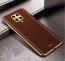 Vaku ® Redmi Note 9 Pro Luxemberg Series Leather Stitched Gold Electroplated Soft TPU Back Cover