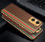 Vaku ® Oppo A96 Felix Line Leather Stitched Gold Electroplated Soft TPU Back Cover Case