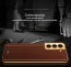 Vaku ® Samsung Galaxy S22 Luxemberg Series Leather Stitched Gold Electroplated Soft TPU Back Cover