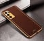 Vaku ® Oppo A16 Luxemberg Series Leather Stitched Gold Electroplated Soft TPU Back Cover