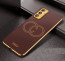 Vaku ® Vivo Y30 Skylar Leather Pattern Gold Electroplated Soft TPU Back Cover