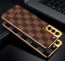 Vaku ® Samsung Galaxy S21 Cheron Series Leather Stitched Gold Electroplated Soft TPU Back Cover