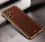 Vaku ® Samsung Galaxy S24 Luxemberg Leather Pattern Gold Electroplated Soft TPU Back Cover