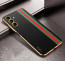 Vaku ® Samsung Galaxy A04s Felix Line Leather Stitched Gold Electroplated Soft TPU Back Cover