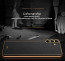 Vaku ® Samsung Galaxy M13 Luxemberg Series Leather Stitched Gold Electroplated Soft TPU Back Cover
