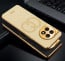 Vaku ® OnePlus 11 Skylar Series Leather Stitched Gold Electroplated Soft TPU Back Cover
