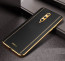 Vaku ® OnePlus 8 Luxemberg Series Leather Stitched Gold Electroplated Soft TPU Back Cover