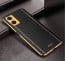 Vaku ® Oppo A96 Luxemberg Series Leather Stitched Gold Electroplated Soft TPU Back Cover