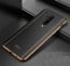 Vaku ® OnePlus 7T Pro Vertical Leather Stitched Gold Electroplated Soft TPU Back Cover