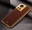 Vaku ® OnePlus 10R Luxemberg Series Leather Stitched Gold Electroplated Soft TPU Back Cover