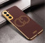 Vaku ® Samsung Galaxy S21 FE Skylar Leather Pattern Gold Electroplated Soft TPU Back Cover