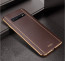 Vaku ® Samsung Galaxy S10 Plus Vertical  Leather Stitched Gold Electroplated Soft TPU Back Cover