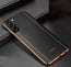 Vaku ® Samsung Galaxy S21 Plus Vertical Leather Stitched Gold Electroplated Soft TPU Back Cover