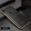 VAKU ® Vivo V9 Vertical Leather Stitched Gold Electroplated Soft TPU Back Cover