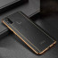 Vaku ® Samsung Galaxy M30s Vertical Leather Stitched Gold Electroplated Soft TPU Back Cover