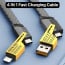 Vaku Luxos ® 4-in-1 65W Fast Charging Flat Nylon Braided Data Sync Cable With USB, Lightning, C-Type Ports
