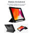 Vaku ® STALWART Bumper Leather with Transparent Back Smart Tri-Fold Pencil Holder Case for Apple iPad 10.2 - Black
