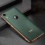 Vaku ® For Apple iPhone XR Cross Grain Leather Gold Electroplated Soft TPU Back Cover