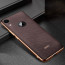 Vaku ® For Apple iPhone XR Cross Grain Leather Gold Electroplated Soft TPU Back Cover