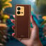 Vaku ® Vivo V25 Luxemberg Series Leather Stitched Gold Electroplated Soft TPU Back Cover